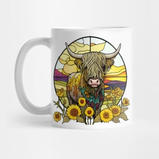 Sunflower Stained Glass Highland Cow #9 Mug